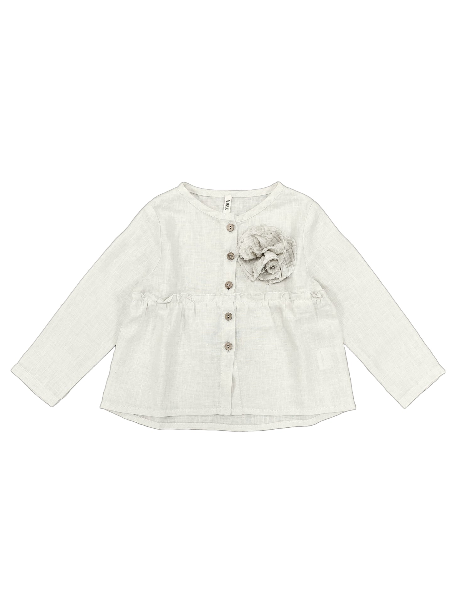 Linen Baby Shirt Camomile Sienna Cream Flower | Peter Jo