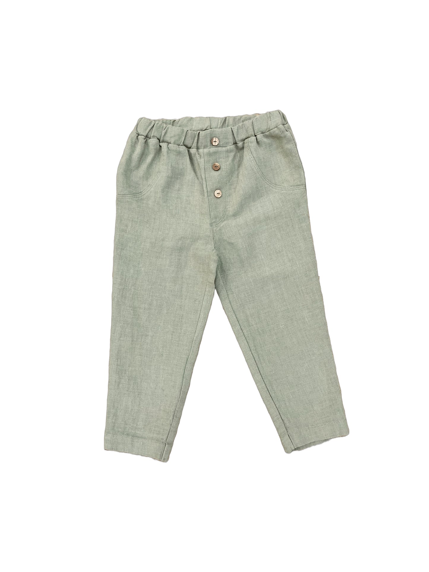 Baby Linen Pants Wave Olive | Peter Jo