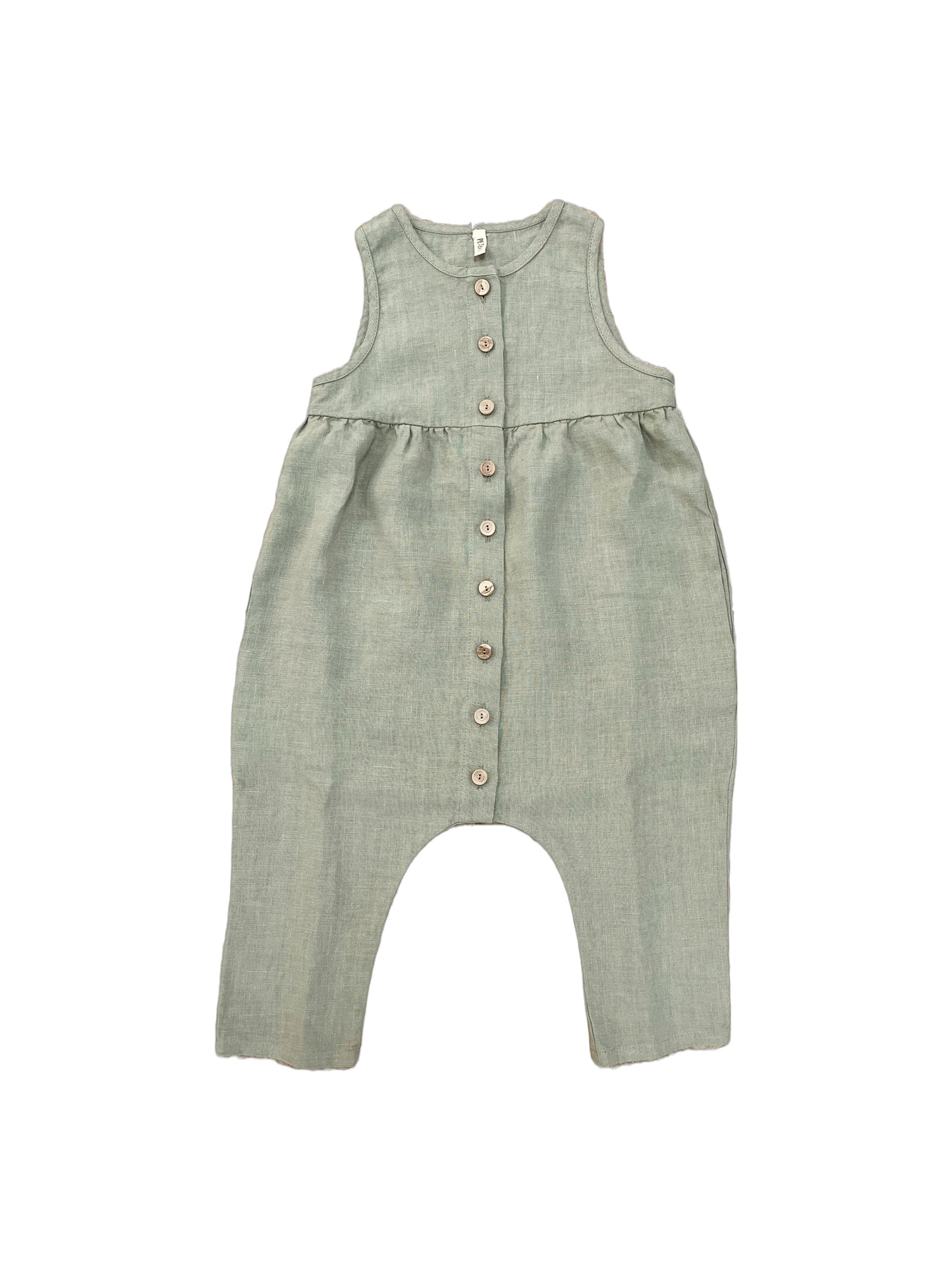 Linen Baby Overall Sailor Olive | Peter Jo Natural