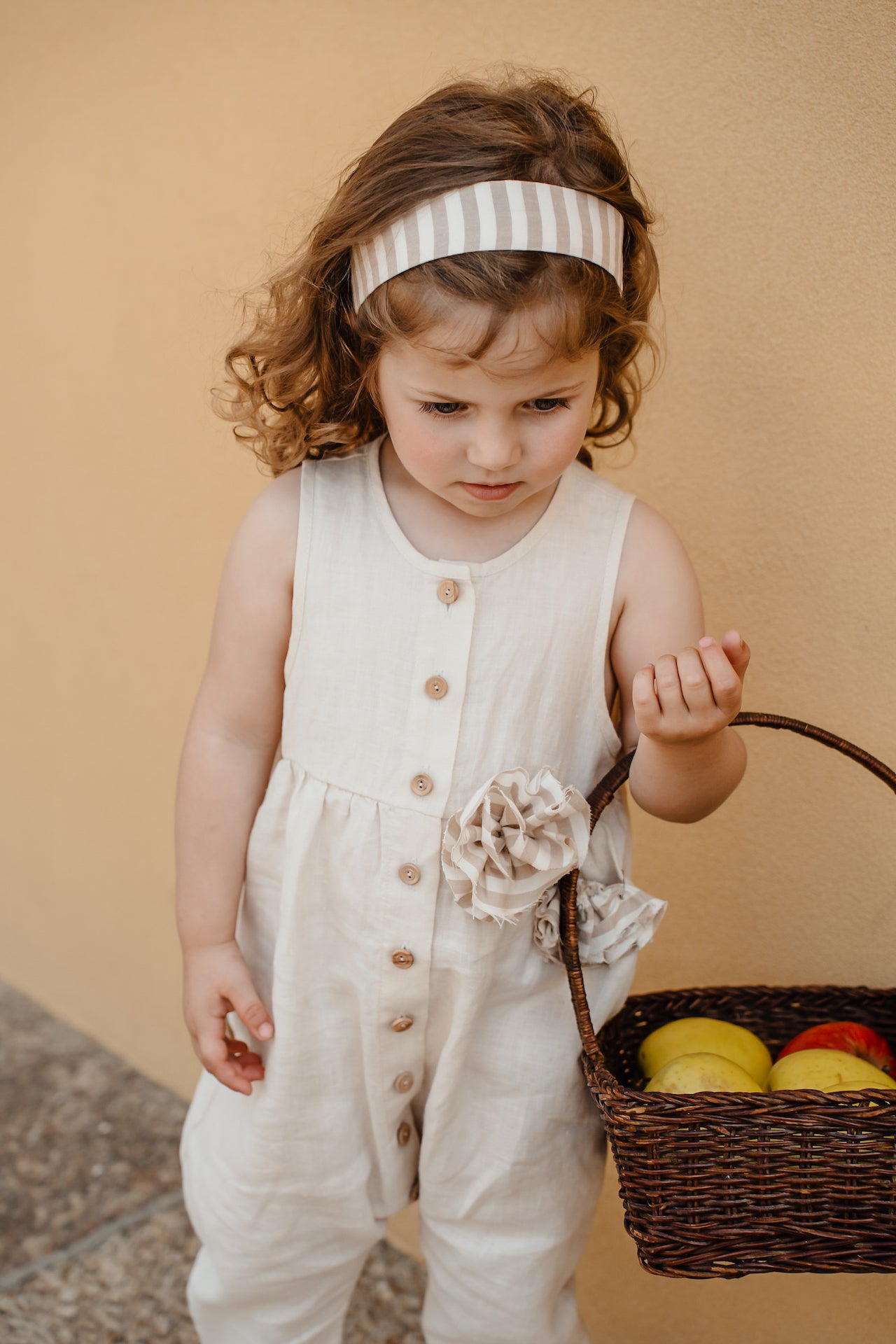 Baby Linen Overall Sailor Sienna Cream Flower | Peter Jo