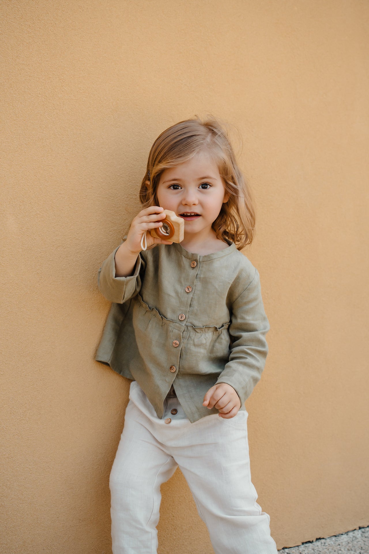 Baby Linen Pants Wave Sienna Cream | Peter Jo