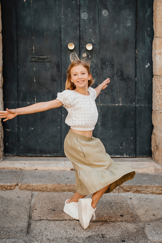 Linen Skirt Tulip Olive | Peter Jo Natural Clothing