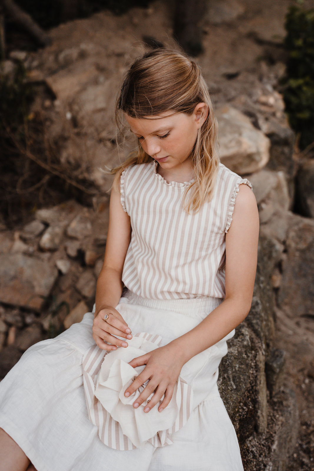 Linen Skirt Tulip Sienna Cream | Peter Jo Natural Clothing