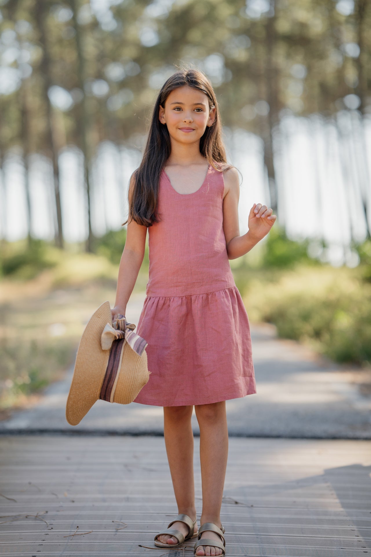 red linen dress