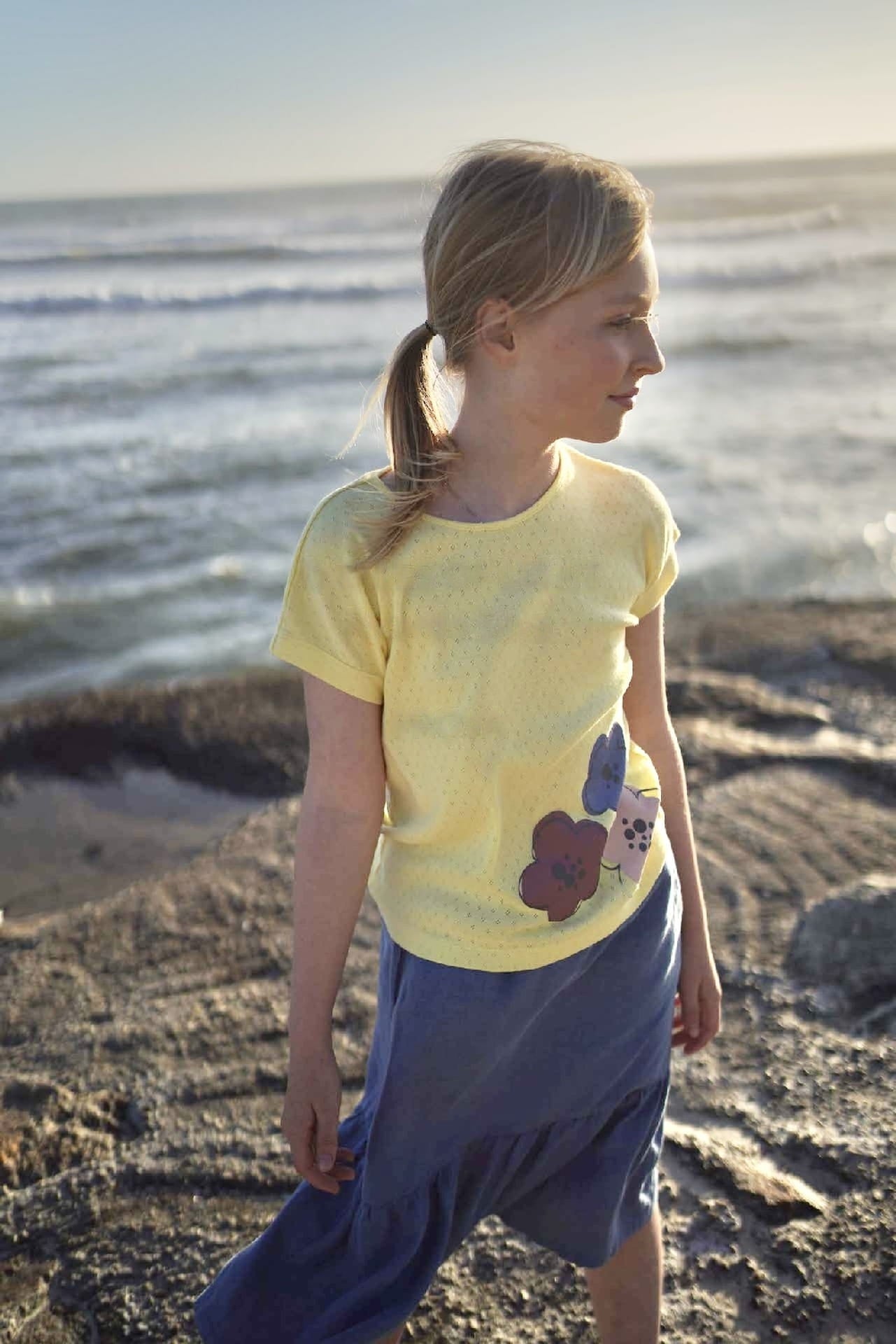 blue linen skirt