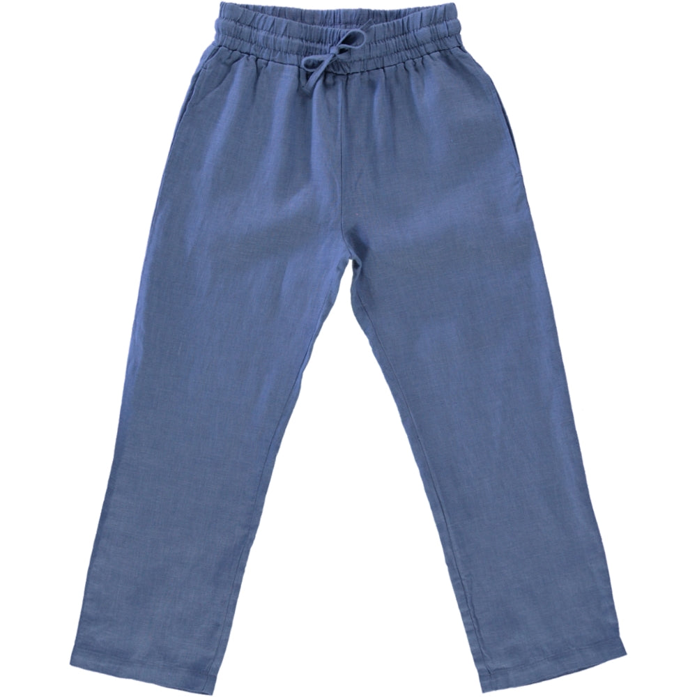 blue linen pants