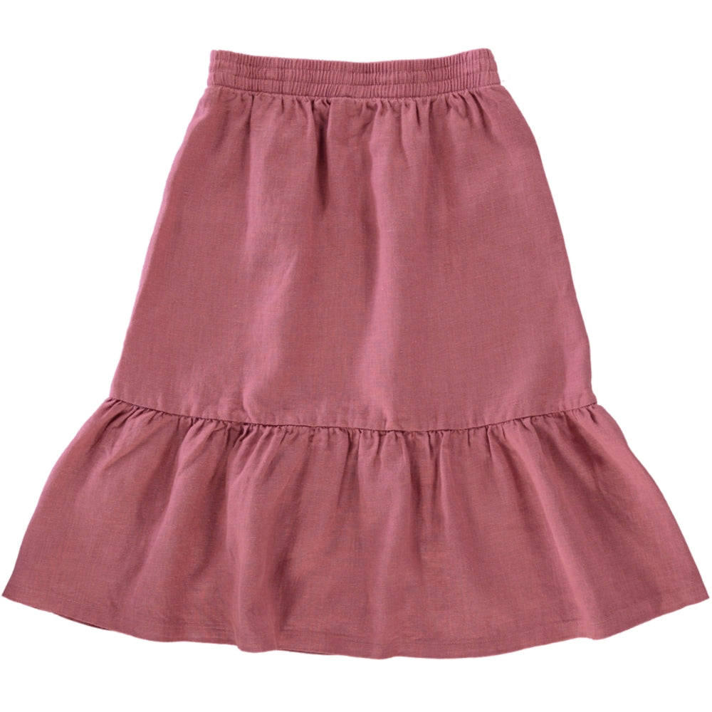red linen skirt