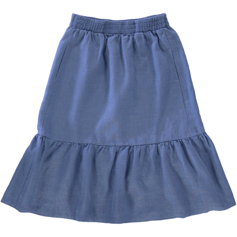 blue linen skirt
