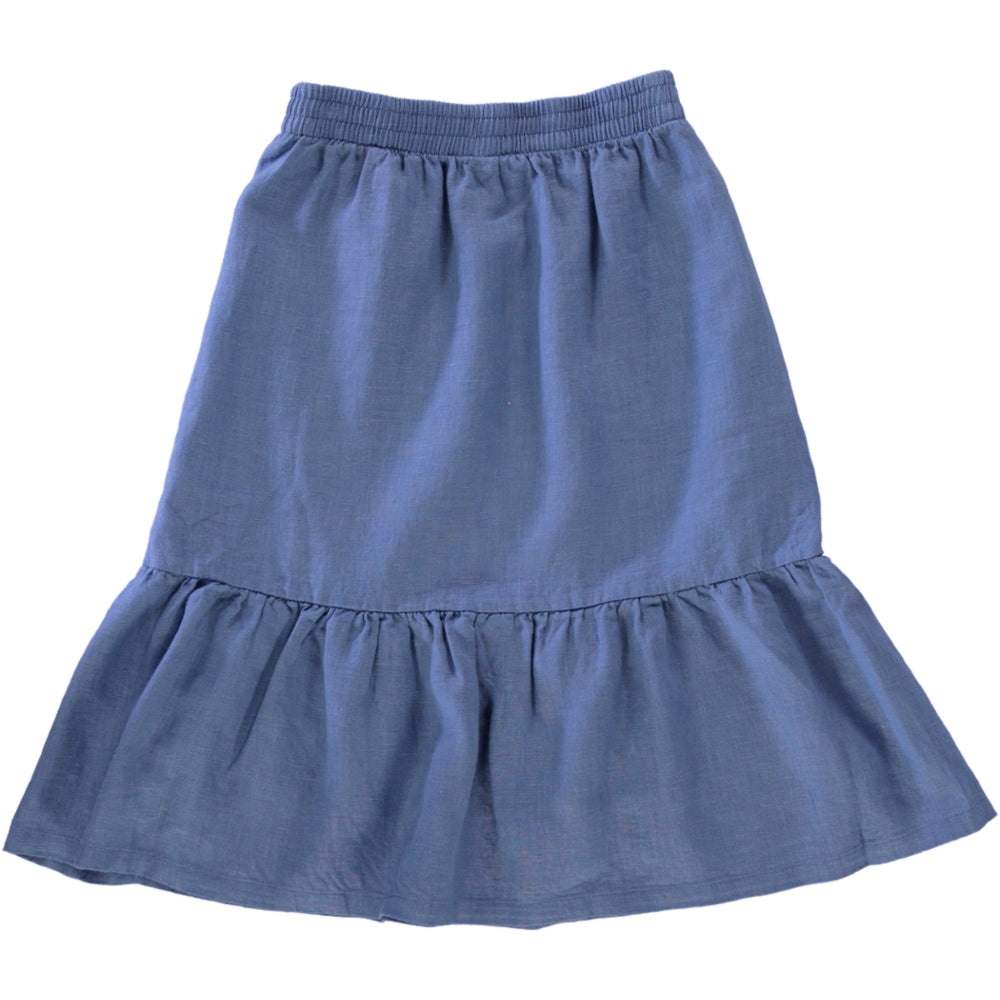 blue linen skirt