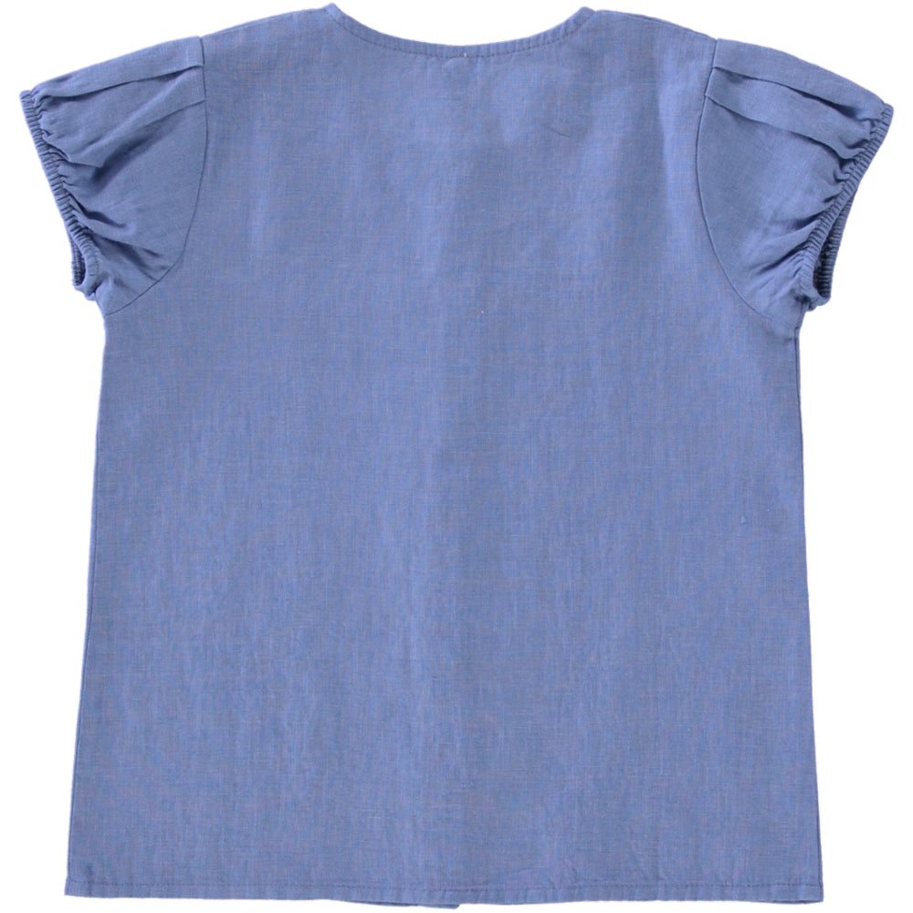 blue linen shirt