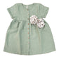 Linen Baby Dress Beautie Olive Flower | Peter Jo