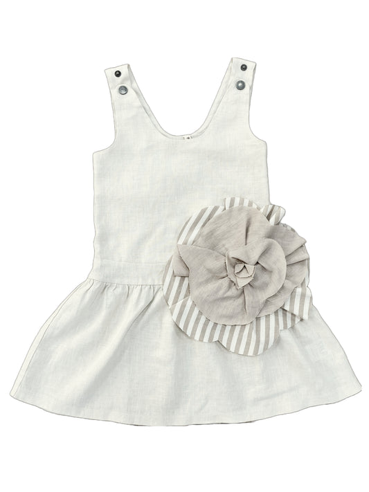 Linen Dress Chloe Sienna Cream Flower | Peter Jo Natural