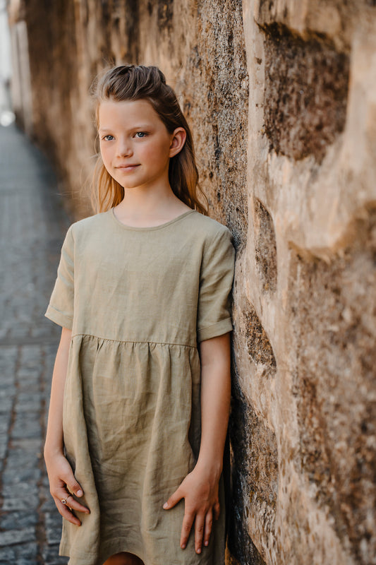 Olive Green Linen Dress Charm | Peter Jo