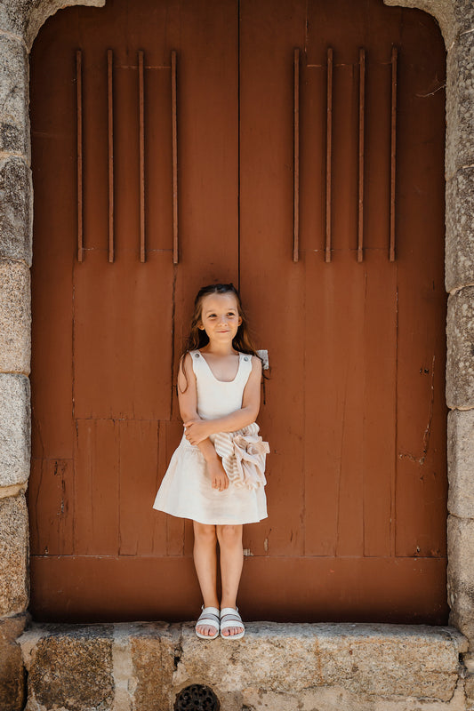 Linen Dress Chloe Sienna Cream Flower | Peter Jo Natural