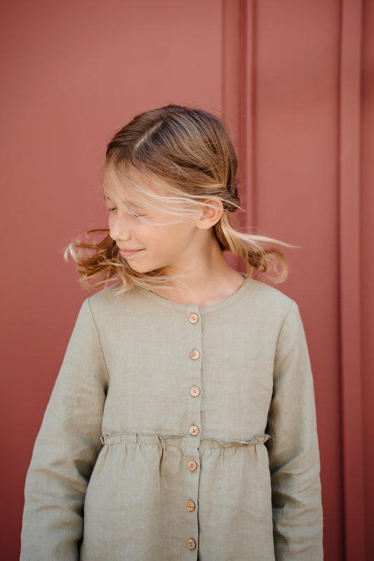 Linen Shirt Violet Olive | Peter Jo Natural