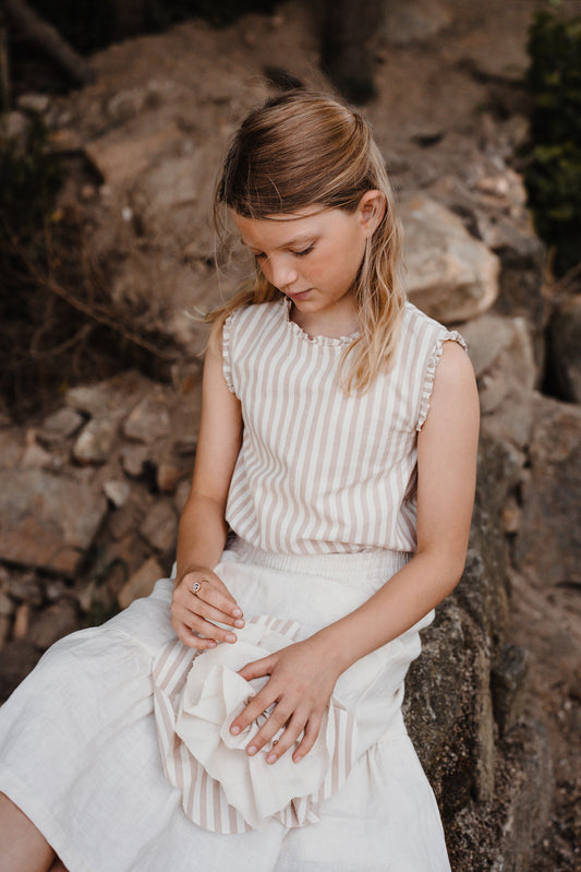 Linen Skirt Tulip Sienna Cream | Peter Jo Natural Clothing 