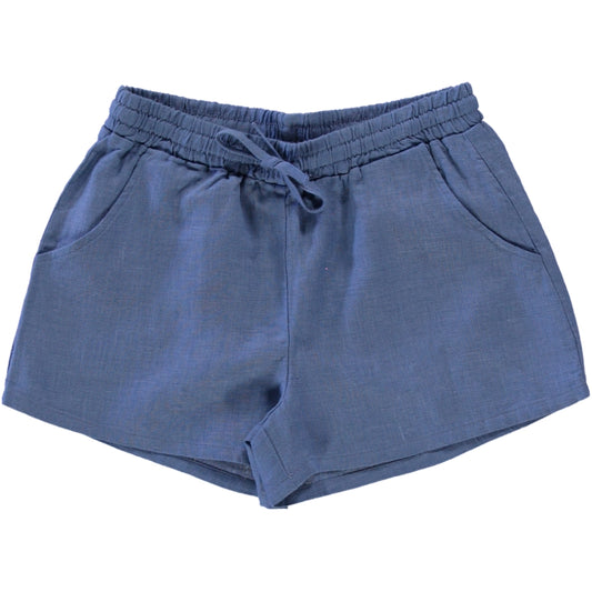 blue linen shorts