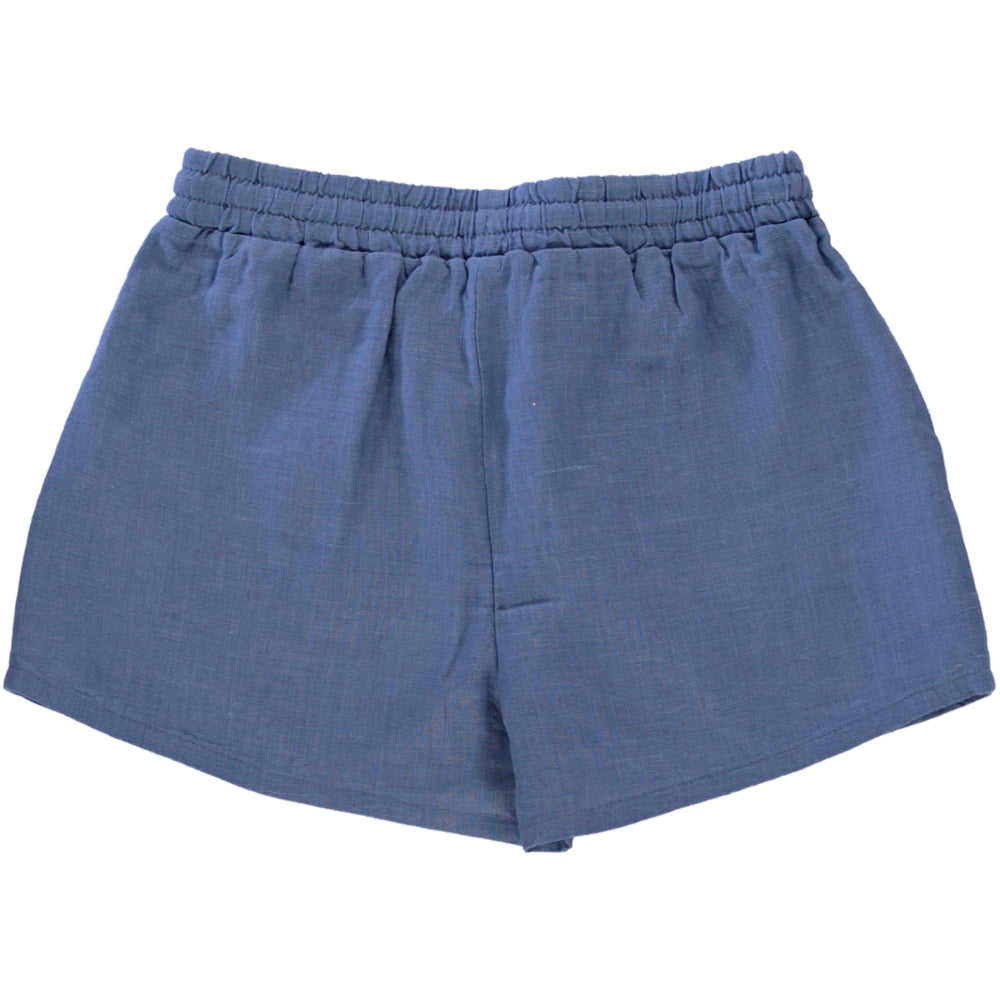 blue linen shorts