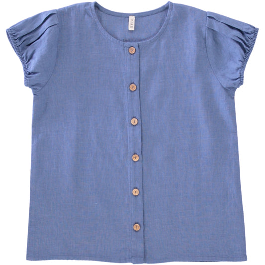 blue linen shirt