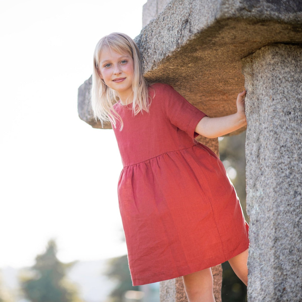 red linen dress